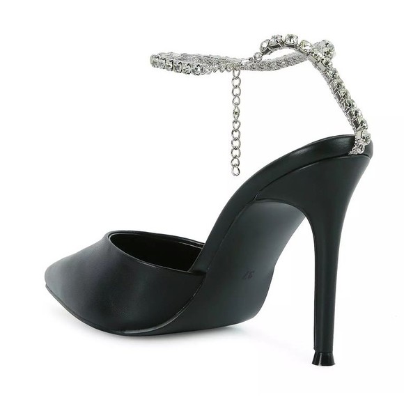 London Rag Women's Diamante Embellished Rhinestone Stiletto Mule Sandals NIB 7M - Picture 7 of 8